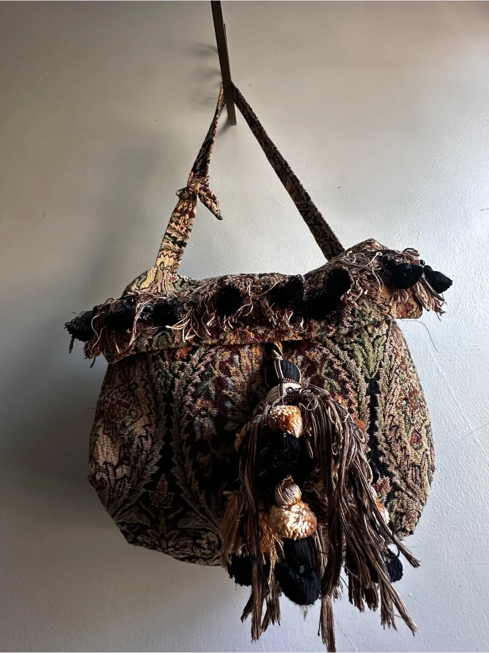 Vintage/Handcrafted Tapestry Shoulder Bag-Made with R.E Thibaut Designer Textile